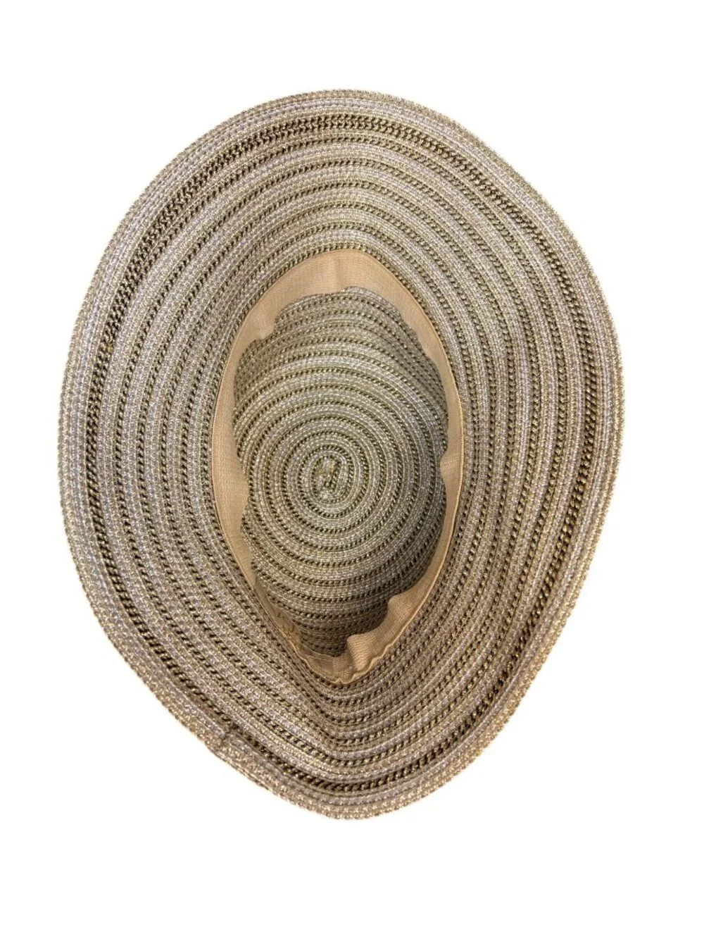 Eric Javits Womens Gold Wide Brim Sun Hat Lightweight Metallic Straw Blend - Picture 6 of 9